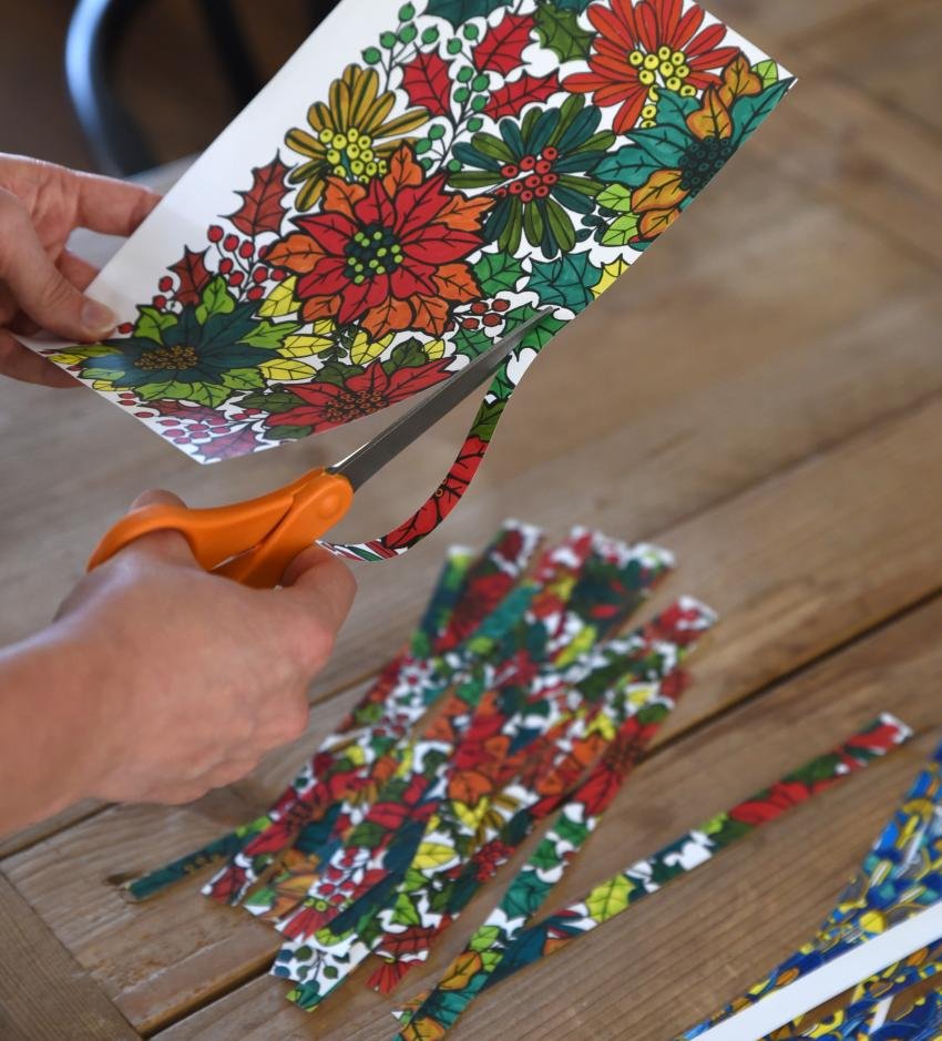 Cutting strips from coloring pages