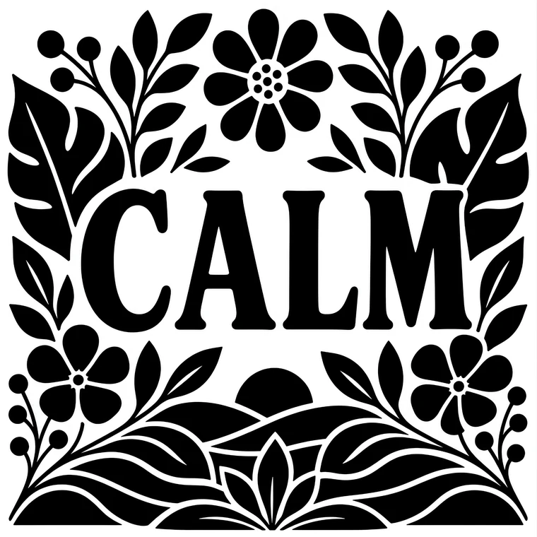 The same CALM design finished in one colour, with every stippled area filled solid