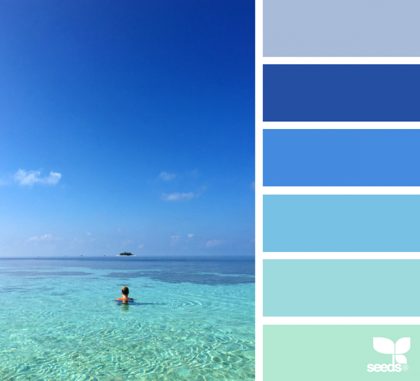 Crystal Cove palette — clear blues and turquoise