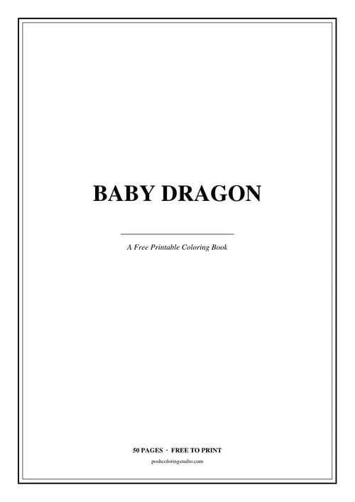 Cover of the free printable baby dragon coloring book