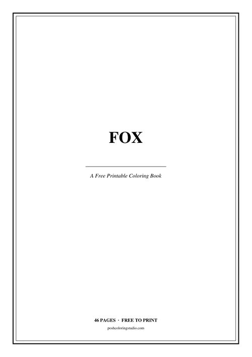 Cover of the free printable fox coloring book