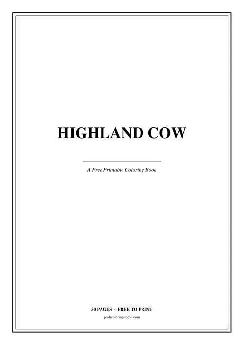 Cover of the free printable highland cow coloring book