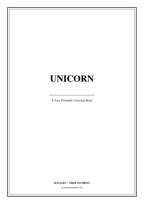Cover of the free printable unicorn coloring book