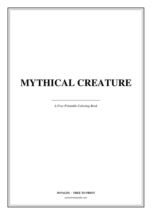 Cover of the free printable mythical creature coloring book