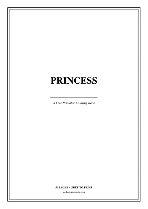 Cover of the free printable princess coloring book