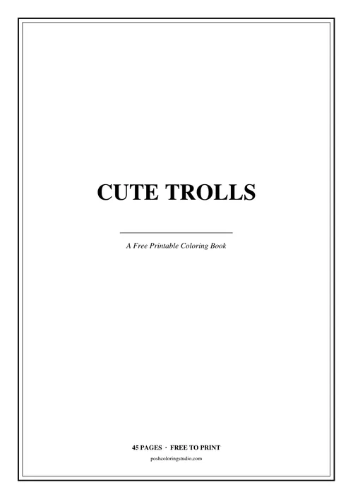 Cover of the free printable cute trolls coloring book