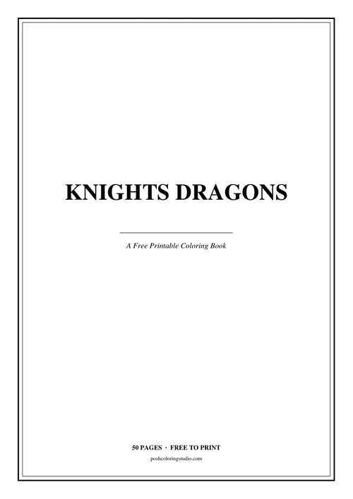 Cover of the free printable knights dragons coloring book
