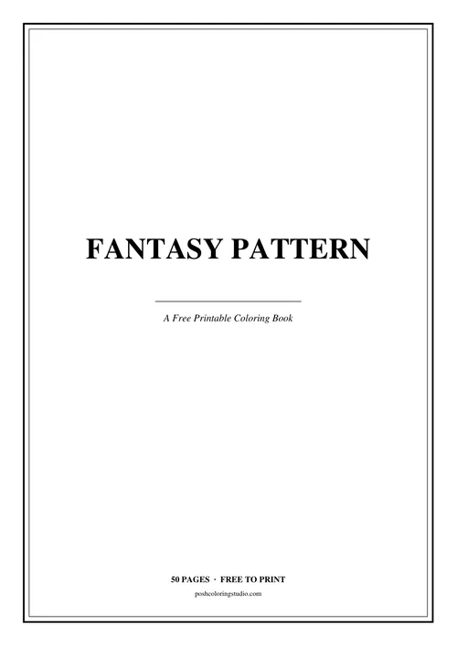 Cover of the free printable fantasy pattern coloring book