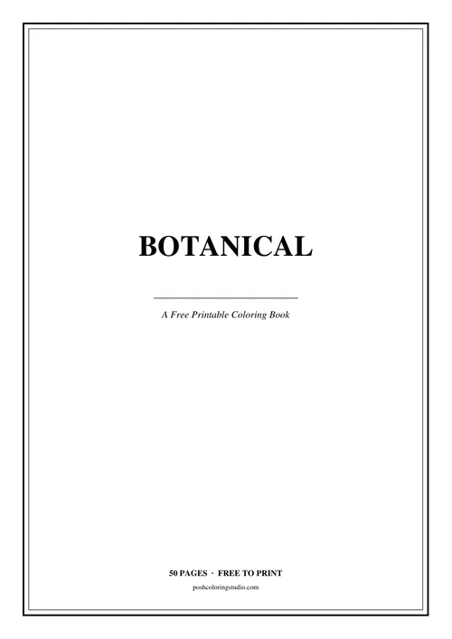 Cover of the free printable botanical coloring book
