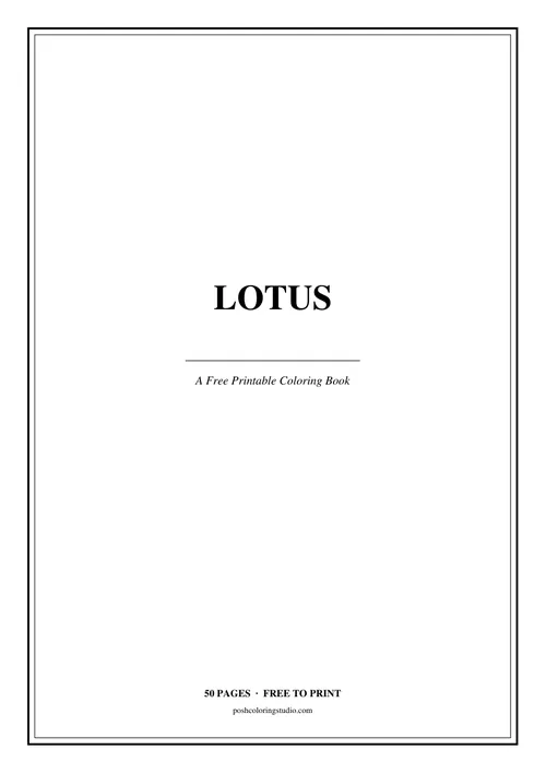 Cover of the free printable lotus coloring book