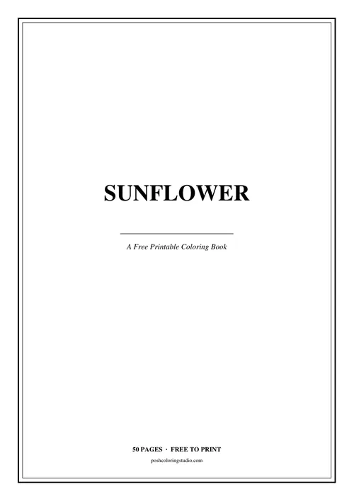 Cover of the free printable sunflower coloring book