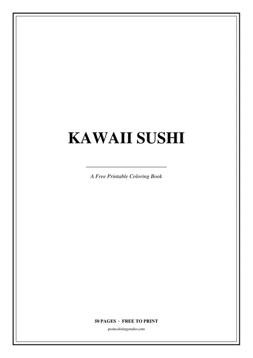 Cover of the free printable kawaii sushi coloring book