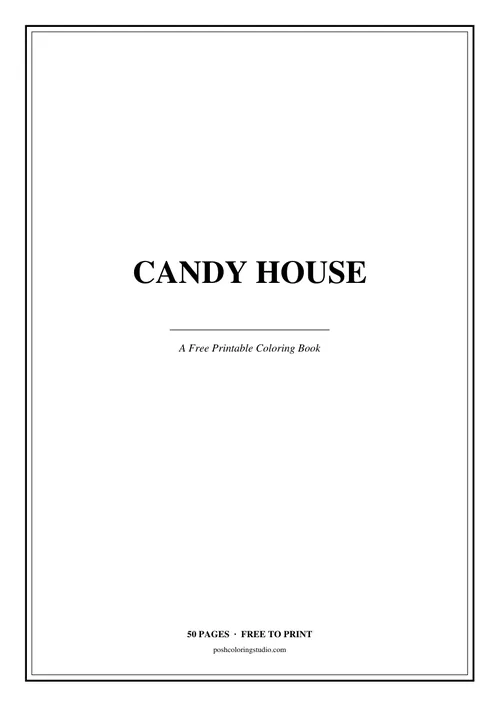 Cover of the free printable candy house coloring book