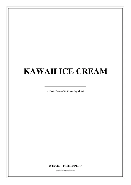 Cover of the free printable kawaii ice cream coloring book