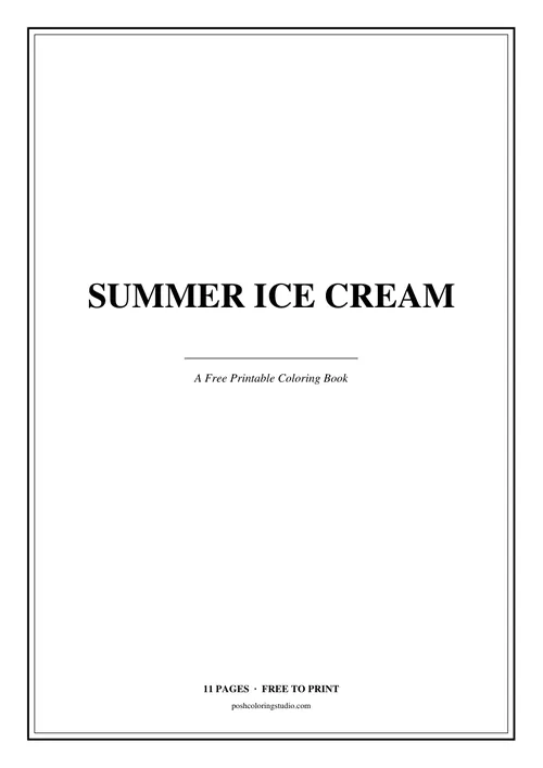 Cover of the free printable summer ice cream coloring book