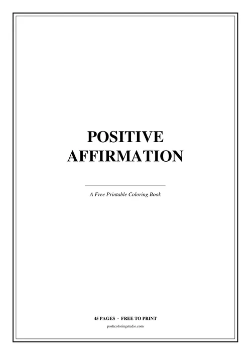 Cover of the free printable positive affirmation coloring book
