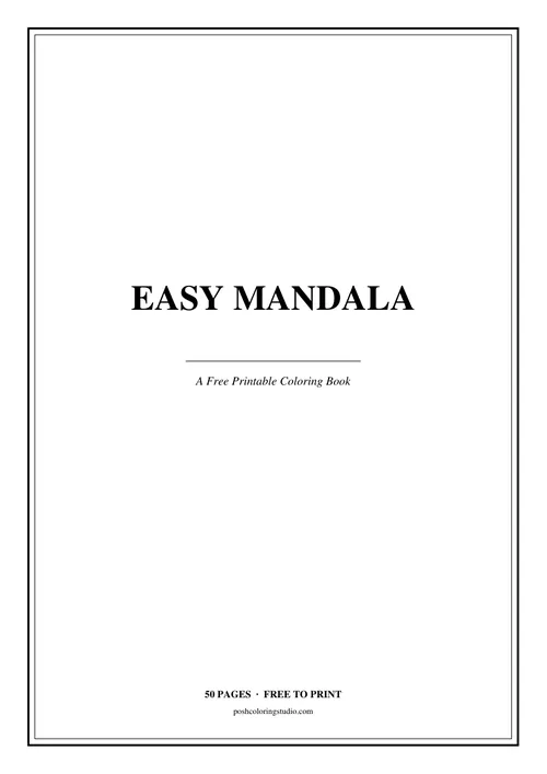Cover of the free printable easy mandala coloring book