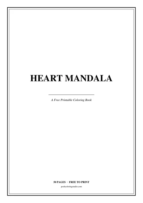 Cover of the free printable heart mandala coloring book