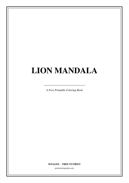 Cover of the free printable lion mandala coloring book