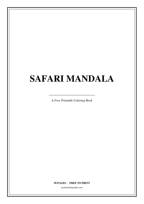 Cover of the free printable safari mandala coloring book