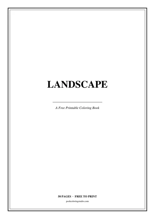 Cover of the free printable landscape coloring book