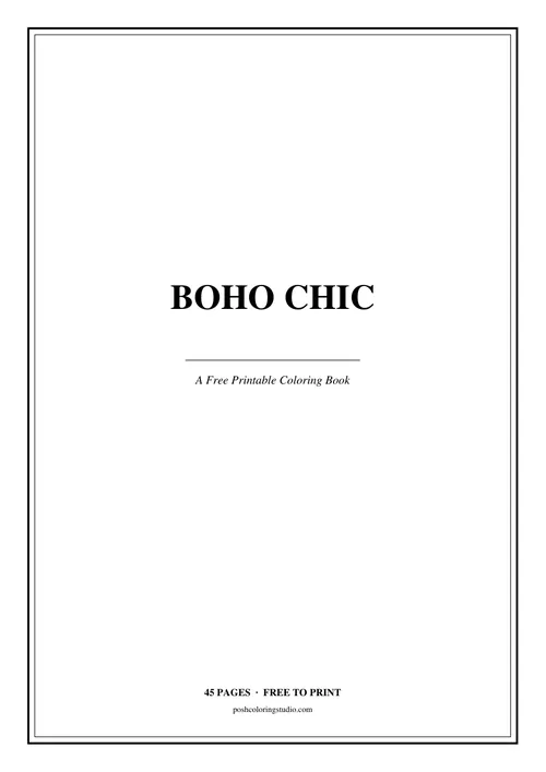 Cover of the free printable boho chic coloring book