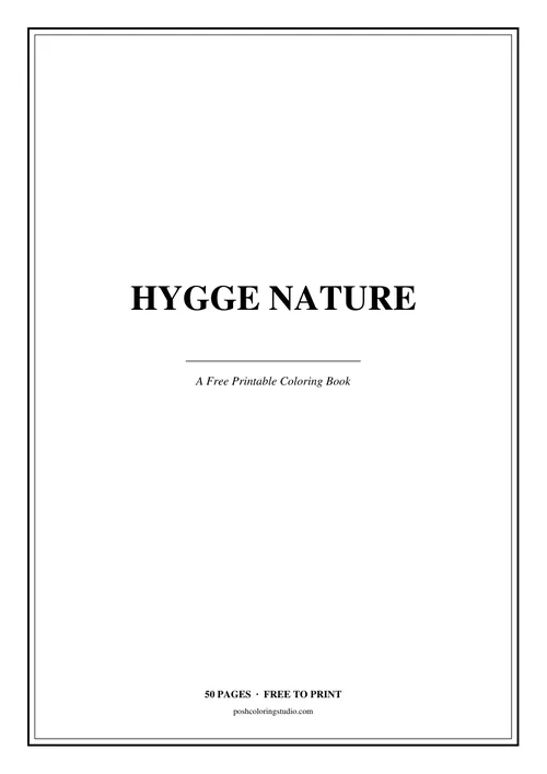 Cover of the free printable hygge nature coloring book