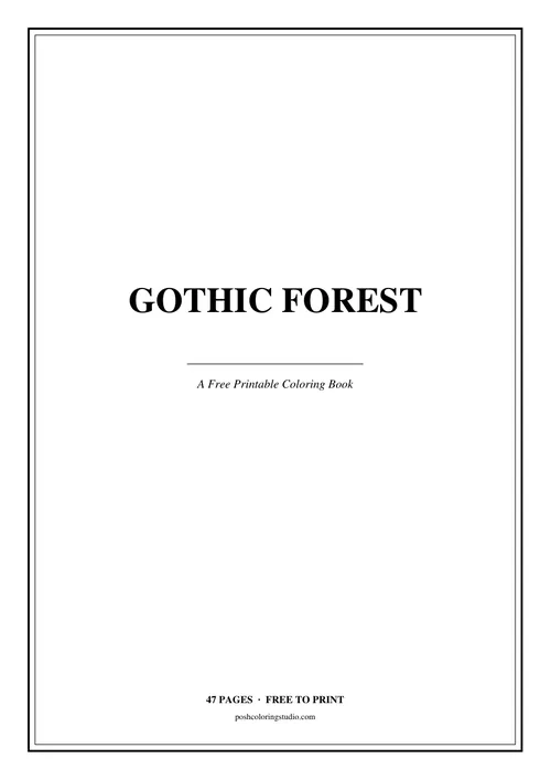 Cover of the free printable gothic forest coloring book