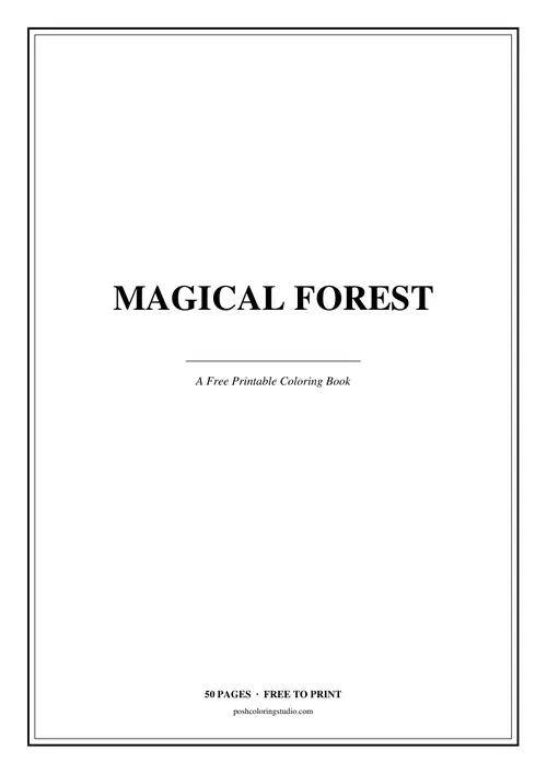 Cover of the free printable magical forest coloring book