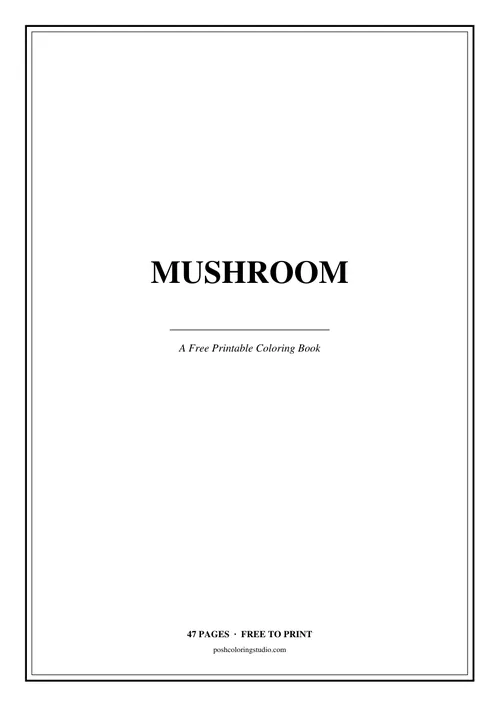 Cover of the free printable mushroom coloring book
