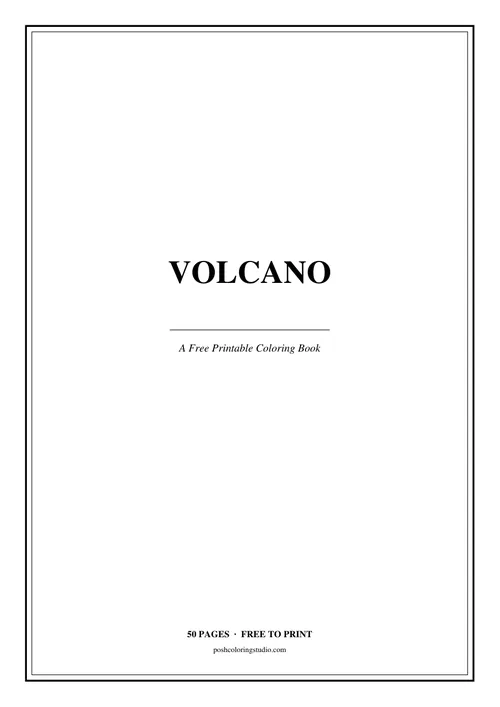 Cover of the free printable volcano coloring book