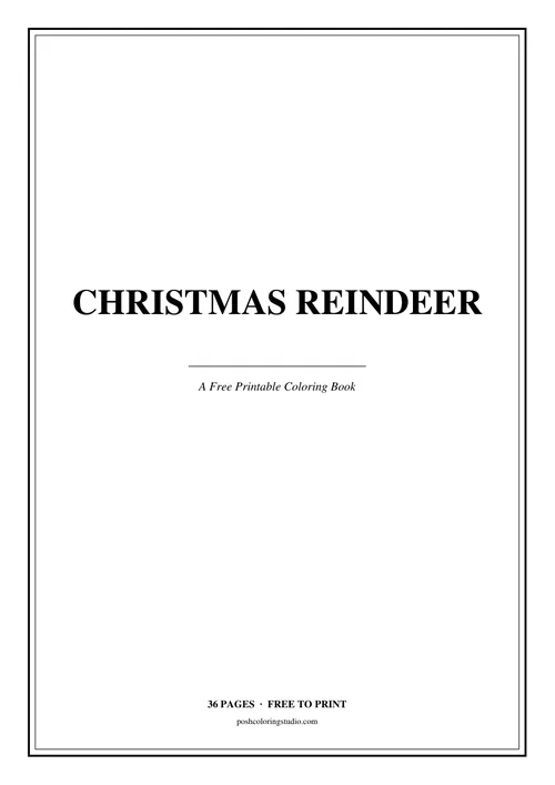 Cover of the free printable christmas reindeer coloring book