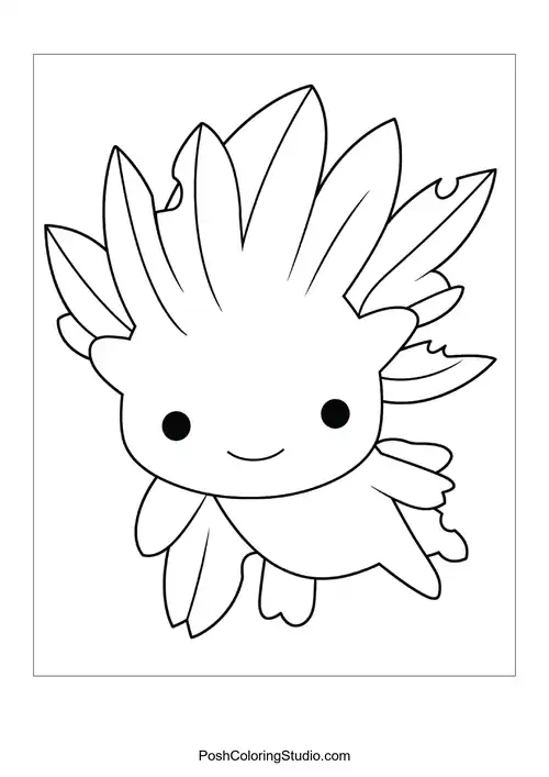 A playful axolotl with large frilly gills.