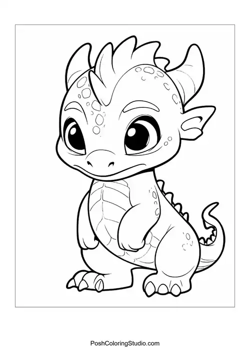 A baby dragon with a happy face and tiny wings.