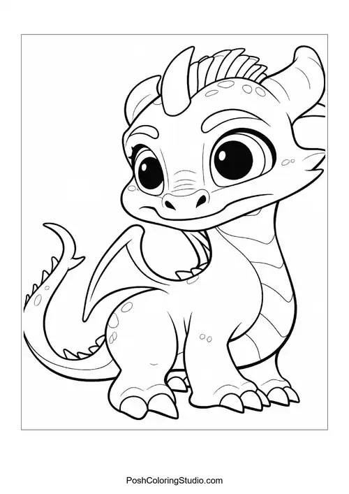 A baby dragon with a happy expression and tiny wings.