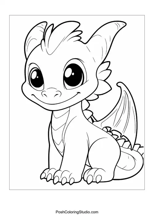 A baby dragon with a curious look and small wings.