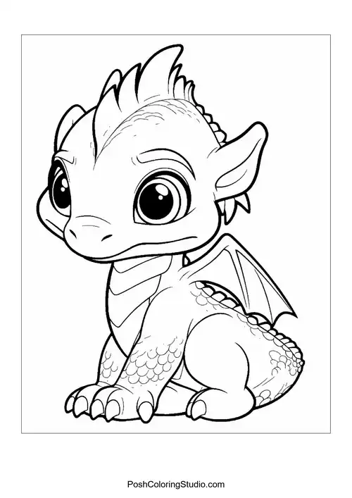 A baby dragon with a happy face and tiny wings.