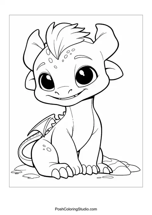 A baby dragon with a happy expression and tiny wings.
