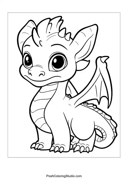 A baby dragon with a playful look and small wings.