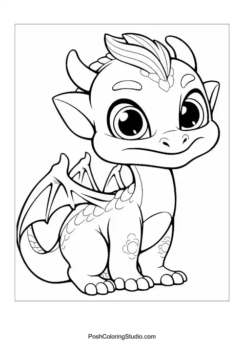 A baby dragon with a happy face and tiny wings.
