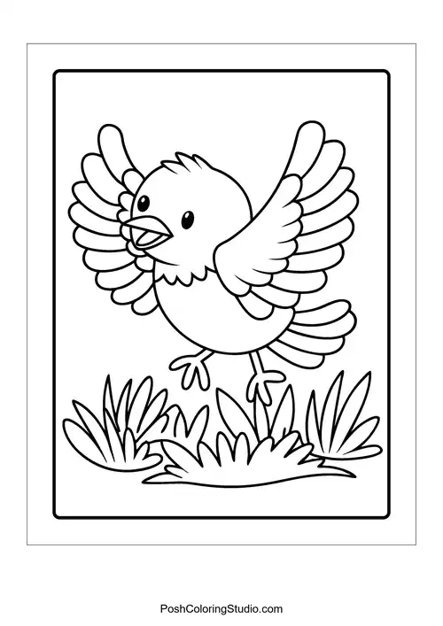 A small bird in mid-flight with outstretched wings.