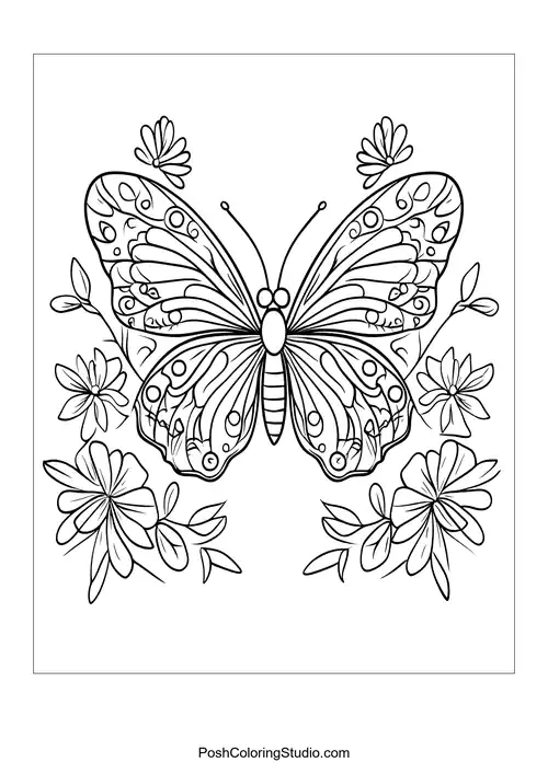 A butterfly with intricate designs rests on a flower.