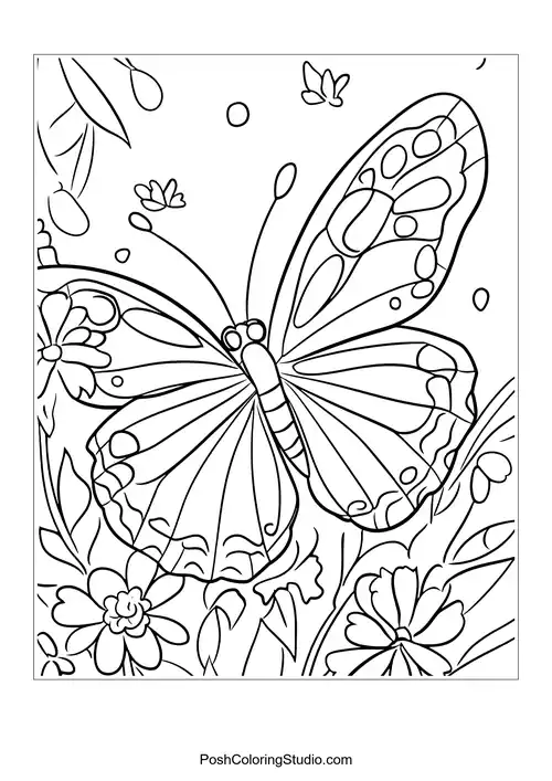 A butterfly with intricate designs rests on a flower.