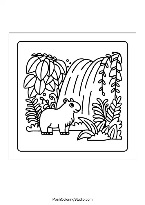 An otter lying on the ground with ants crawling around — free printable capybara coloring page