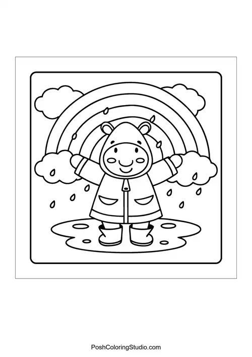 An otter playing in a pumpkin patch during autumn — free printable capybara coloring page