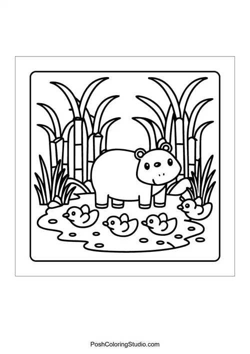 An otter lounging on a beach chair under palm trees — free printable capybara coloring page