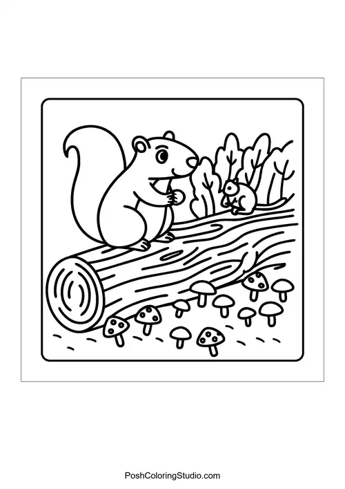 An otter sleeping under a tree with a bird perched above (design 44) — free printable capybara coloring page