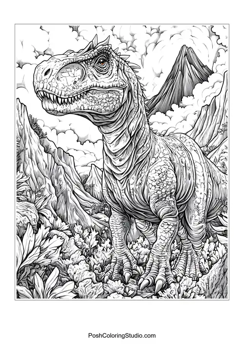 Dinosaur Adult Coloring Pages sample thumbnail