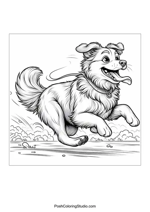 A dog rolling on the ground, looking joyful.