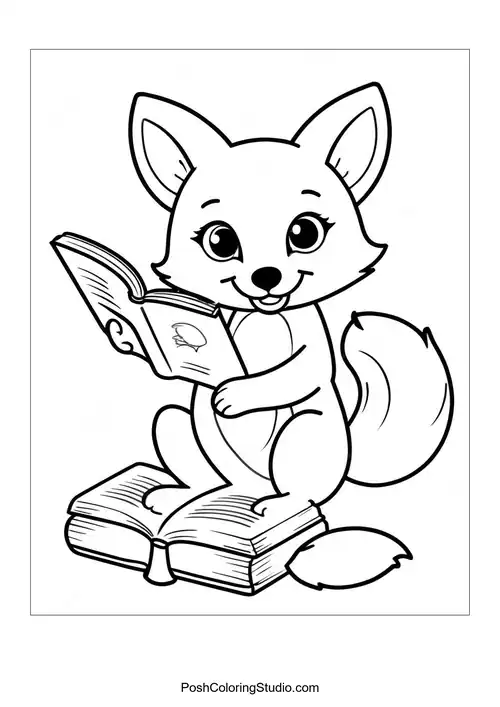 A fox resting on a rock with a serene expression.